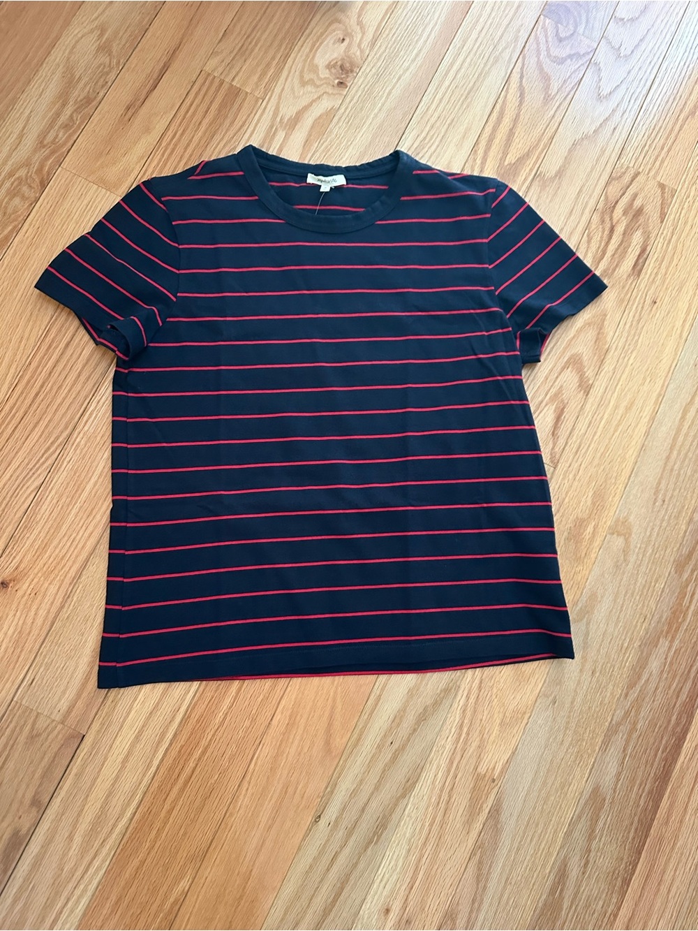 Madewell Navy Tee with Red Stripes - Women